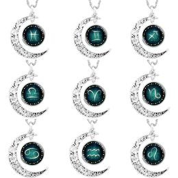 Mode Galaxy 12 Konstellation Horoskop Astrologie Anhänger Halskette Geschenk für Frauen