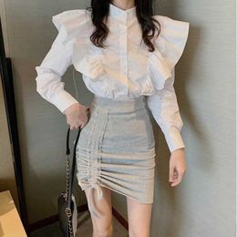 Summer Sexy Drawstring Tight High Waist Comfortable Solid Colour Pleated Casual Skirt Women Mini Fold Korea Skirts EF8J 210603