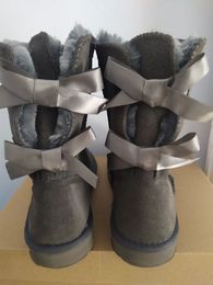 Women's Winter Style Snow Boots Black Colour Light Comfortable And Warm Single Double Bow-knot Women's Cotton Shoes