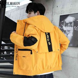 KOLMAKOV Korean Casual Men's Bomber Jackets Men Streetwear Jacket Patchwork Cardigan Hooded Coat Male 3 Colour M-5XL 210811