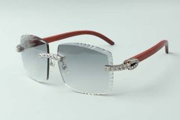 2021 high-end designers sunglasses 3524022 XL diamond cutting lens natural original wooden legs glasses, size: 58-18-135mm