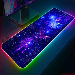 Blue Star Rgb Mouse XXL Computer Keyboard Carpet Pad Accessories LED Gamer PC Connected Mat USB Gaming Desk Mousepad