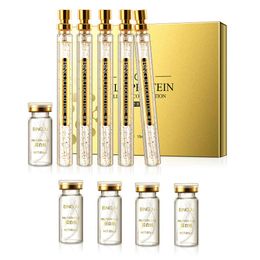 No Needle 24k Gold Protein Petide Essence Liquid Set Collagen with 5pcs Face Lift Thread Hydrating Moisturising Anti Ageing Facial Serum