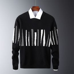 Striped Sweaters Men Winter Fashion Long Sleeve Knitted Slim Fit Pullover Men ONeck Geometric Sweater Men Outwear Brand Clothing 210603