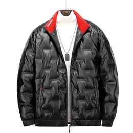 White Down Jacket For Men Style Winter Parka Ultrathin Light Winter Plus Size 4XL 5XL 6XL 7XL 8XL Glossy Black Silver Warm Coat G1115