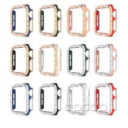 Dual Colour Plating With 2 Rows Diamonds For Apple iWatch Case 6 5 4 3 Watch Protective Cases Bumper Frame Cover 40mm 44mm And Retail Box