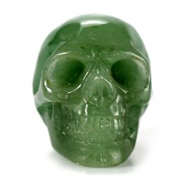 Stone Carved Natural Aventurine Quartz Skull Figurine Reiki Healing Specimen