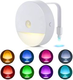 lighted toilet seat Australia - Night Lights Toilet Seat Nigh Light PIR Motion Sensor 8 Colors Waterproof Backlight WC Washroom Bowl Lighting Lamp
