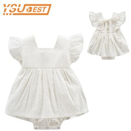 Baby Girls Clothes 0-24M born Toddler Princess Lace Romper Cute Birthday White jumpsuit 210429