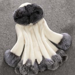 Winter Chic Faux Fur Plush Hooded Overcoat for Women - Long Sleeve Outwear long faux fur coat