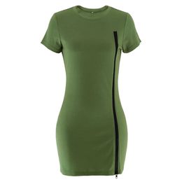 DINGSHITE New Women's Summer Short Sleeved Elastic Hip-ength Ladies Dress , Slim And Sexy Women Clothes Y1006