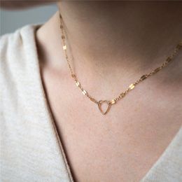 14K Gold Filled Heart Pendant Necklace Handmade Choker Collier Femme Kolye Collares Women Jewelry Boho