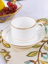 180ml Eco-Friendly Fine Bone China White Ceramic Coffee Cup Set Tea With Spoon Mugs