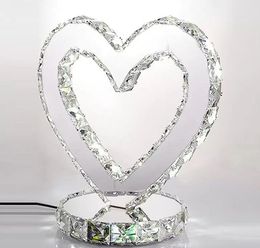 Stainless steel creative crystal table lamp hotel decoration light modern wedding LED heart-shaped bedroom desk lamp