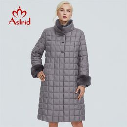 Astrid winter jacket women with fur collar design long thick cotton clothing fashion grid pattern warm parka FR-2040 211216