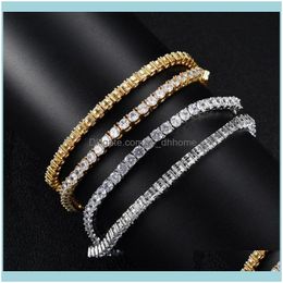 Chains Necklaces & Pendants Jewelrychains M High Quality Brass / Copper Zircon Tennis Chain 1 Row Necklace Hiphop Jewelry Men Cz Iced Out 16