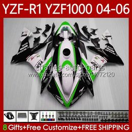 Fairings Kit For YAMAHA YZF-R1 YZF R 1 1000 CC YZF1000 YZFR1 04 05 06 Bodywork 89No.70 YZF R1 1000CC Green white blk 2004 2005 2006 YZF-1000 2004-2006 OEM Motorcycle Body