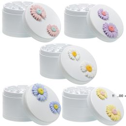 new4 Layers Aluminum Alloy Washable Herb Tabacco Grinder with Ceramic Coating Daisy Flower Durable Smoking Accessories EWB6111