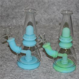 7.5 Inch Silicone Water Pipe Rigs With Glass Bowl quartz banger Unbreakable Oil Rig hookah Bong