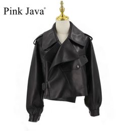 Pink Java QC20003 arrival real leather jacket women coat genuine sheep leather coat luxury fashion dress 210909