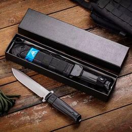 New Survival Straight Knife 9Cr13Mov Titanium Coated Drop Point Blade Full Tang Nylon Plus Glass Fibre Handle Tactical Knives With Nylon Sheath