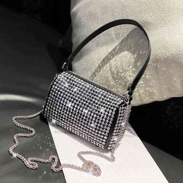 Sekusa Brand Design Rhinestones Women Evening Bags with Handle Purse Small Party Dinner Clutch Handbags