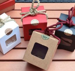 2021 Creative design kraft paper gift box With Clear Window honey jam tea brown sugar box Candy Box With Rope