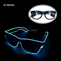 Costume Accessories 2 Colors Combined Neon Flashing Eyeglass Party EL LED Light Glasses Novelty Glowing Glasses Comic Con Accessories