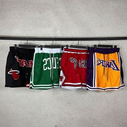 All Sports Teams Basketball Short Hip Pop Breathable DON Walking Running Pants Mens JUst Sweatpants Stitched With Pocket Zipper Big size
