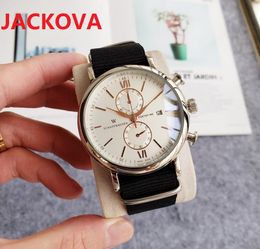 Luxury moon Black Nylon Fabric Strap Foldover Clasp Watches 44 MM Quartz Chronograph Mens Watch Speed man Wristwatches