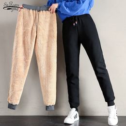 Winter Thick Lambskin Cashmere Pants Women Warm Female Casual Cotton Loose Harlan Long Trousers Plus Size S-4XL 5XL 11699 210521