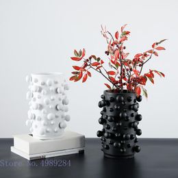 Vases Resin Vase Black And White Abstract Dots Round Irregular Bumps Bump Crafts Ornaments Storage Organization Home Decoration