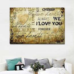 Traditional Art Letter I Love You Picture Canvas Painting Printed On Canvas Retro Painting Wall Art for Living Room Decor