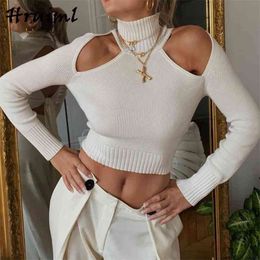 Women's Tops Sexy Blouse Long Sleeve Turtleneck Knit Shirt and Bloues Solid Fashion Backless Autumn Slim Womens Clothes Bandage 210513