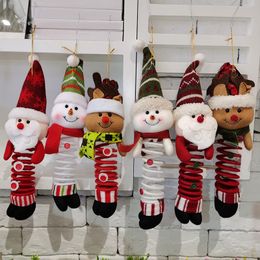 Christmas Decorations Swing Spring Foot Doll Santa Claus Snowman Elk Plush Doll Pendant Xmas Gift Fidget Toys w-01280