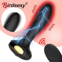 NXY s Wireless Remote Control Electric Shock Prostate Massager Huge Dildo Vibrator for Men Gay Big Butt Plug Anal Toys 1118