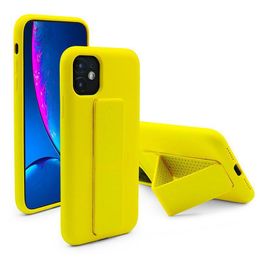Luxury Soft Liquid Silicone Cases with Back Stand For iPhone 12 11 Pro Max XS X 7 8 6 6S Plus XR