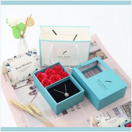 Packaging & Display Jewelryhigh Quality Flower Box Wedding Rings Romantic 6 Rose Propose Jewelry Gift Flowers Saop Girl Mother Gifts Pouches