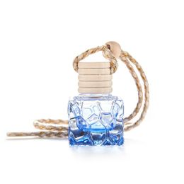 Car Perfume Bottle Diffusers Cube Hanging 10ml Ornament Air Freshener For Essential Oils Diffuser Fragrance Empty Glass Bottles