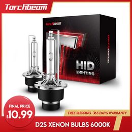 Torchbeam 2PCS D2S Lamp 6000K White HID Xenon Headlight Bulb 35W 12V 5600LM Super Bright Auto Headlamp Kit Hi/ Low Beam