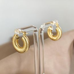 Hoop & Huggie Monlansher Small Chunky Screw Thread Earrings Gold Silver Color Metal Round Earring For Women Vintage Jewelry 2021