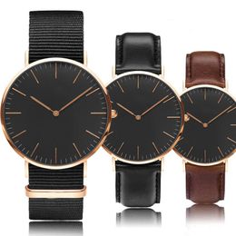 Luxus Herrenuhr Quarzwerk Damenmode Uhren Leder Nylonband Mehrere Stile Armbanduhren