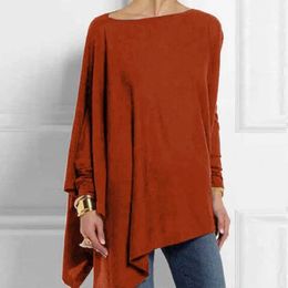 Cotton Casual Womens Tops And Blouses Irregular O Neck Long Sleeve Top Female Tunic Spring Plus Size Women's Blouses Shirts 210721