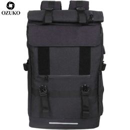OZUKO 40L Large Capacity Travel Backpacks Men USB Charge Laptop Backpack For Teenagers Multifunction Travel Male School Bag 210929