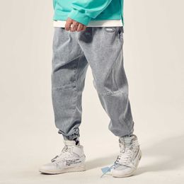 Fashion Streetweat Men Jeans Loose Fit Spliced Designer Cotton Denim Cargo Pants High Quality Hip Hop Joggers Wide Leg Trousers