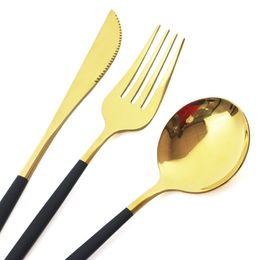 36Pcs/Set Gold Dinnerware Cutlery Set Knife Cake Fruit Fork Coffee Spoon Flatware Silverware Stainless Steel Party Tableware Set 210318