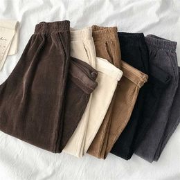 Velluto a coste Y2K Baggy Jogger Pants Gamba larga vintage Marrone Vita bassa E Girl Pantaloni estetici anni '90 Pantaloni sportivi femminili s 211124