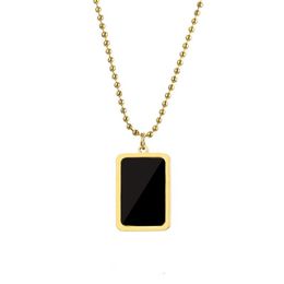 Pendant Necklaces Ajojewel Black Acrylic Square Necklace Titanium Steel Couple Jewellery Accept Customised Laser Lettering