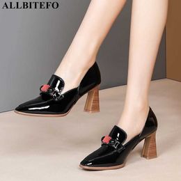 ALLBITEFO sexy high heels genuine leather wedding woemn shoes brand high heels office ladies shoes autumn/spring women heels 210611