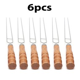 6PCS Stainless Steel U-Shaped Barbecue Brazing Fork Needle Grilling Skewers Metal Skewer Double Prongs BBQ Tools 210423